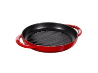 Сковорода-гриль Staub круглая с 2 ручками, 22 см, вишневая (Уценка)