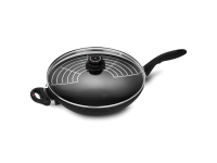Сковорода-вок из алюминия со стеклянной крышкой и двумя ручками, 32 см, Черная Swiss Diamond XD Classic+ Induction