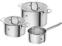 Набор посуды ZWILLING TrueFlow из 3 предметов, нержавеющая сталь, с носиком для слива, подходит для индукционных плит, серебристый.