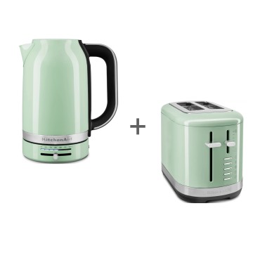 Набор для завтрака: Электрочайник KitchenAid 5KEK1701EPT 1,7 л. Фисташковый, Тостер KitchenAid 5KMT2109EPT, Фисташковый