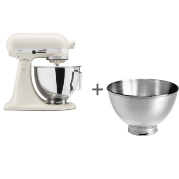 Настольный миксер с откидным блоком KitchenAid ARTISAN 4,3л, Фарфоровый белый + Чаша 3 л. из стали в подарок!