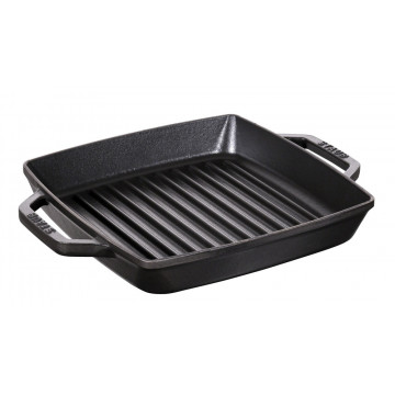 Сковорода-гриль Staub квадратная c 2 ручками, 28х28 см, черная