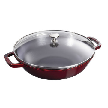 Вок Staub со стеклянной крышкой, гранат, 30 см, 4,4 л