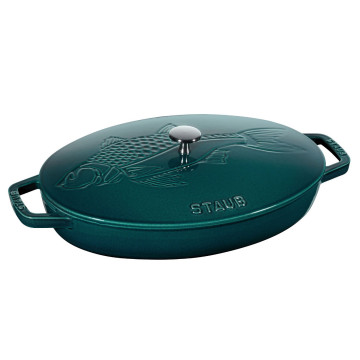 Сковорода Staub овальная для рыбы, 32 см, с чугунной крышкой