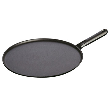 Сковорода Staub для блинов черная, с чугунной ручкой, 30 см ,с  приспособлением для размазывания и лопаткой