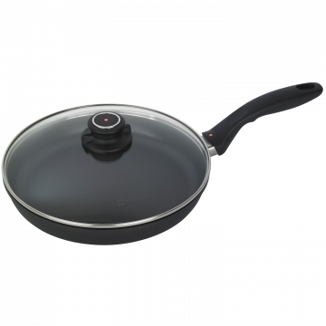 Алюминиевая сковорода c алмазным покрытием и стеклянной крышкой 28 см, Черная Swiss Diamond XD Classic+