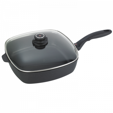 Алюминиевый сотейник c алмазным покрытием и стеклянной крышкой 5л, 28 х 28 см, Черный Swiss Diamond XD Classic+