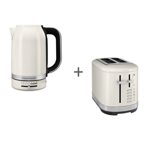 Набор для завтрака: Электрочайник KitchenAid 5KEK1701EPL 1,7 л. Бежевый, Тостер KitchenAid 5KMT2109EPL, Бежевый
