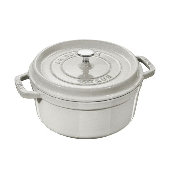 Кокот Staub круглый, 22 см, 2,6 л, белый трюфель