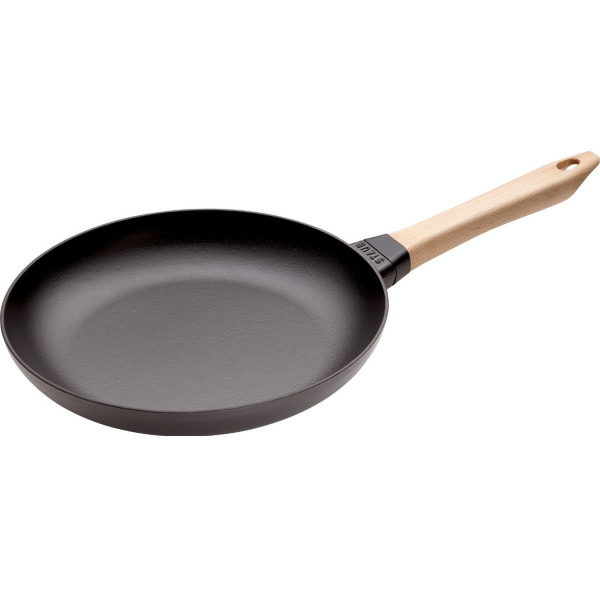 Сковорода Staub круглая, 26 см, с деревянной ручкой, черная