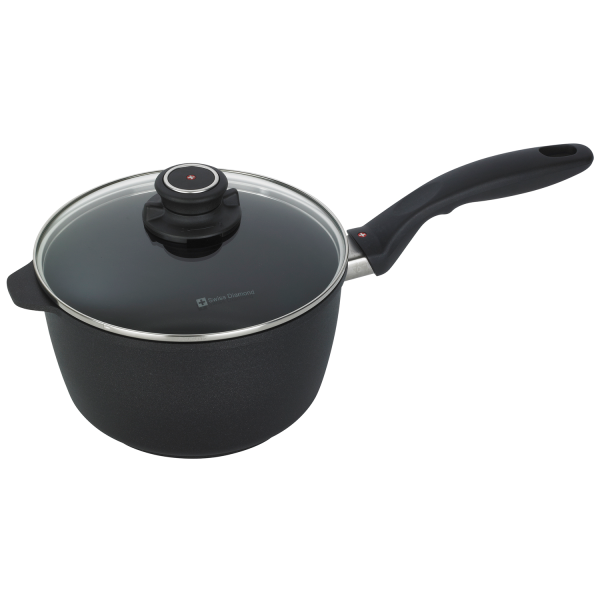 Ковш из алюминия с алмазным покрытием, с крышкой, 3 л, 20 см, Черный Swiss Diamond XD Classic+ Induction